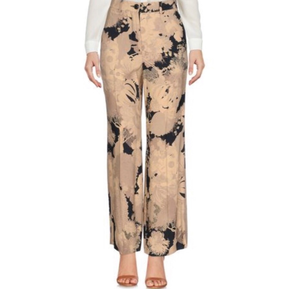 Dries Van Noten Black and Beige Flower Trouser 36 - Picture 1 of 7
